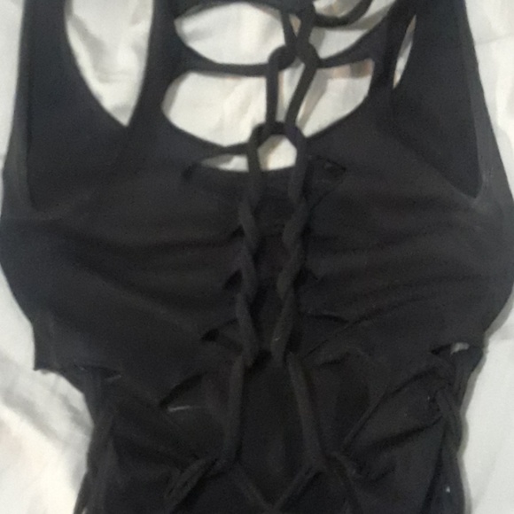 Backless open side braided lace up cami top weave - Picture 3 of 5